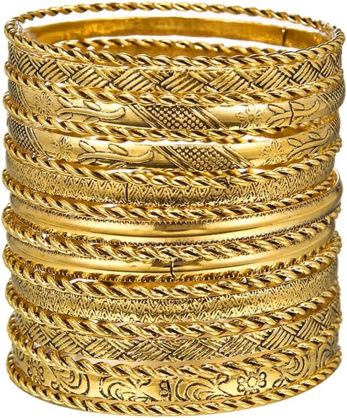 16Pcs Gold Bangle Bracelets for Women - Multi Layer Stackable Textured Bracelets Boho Jewelrys Set - Image 29