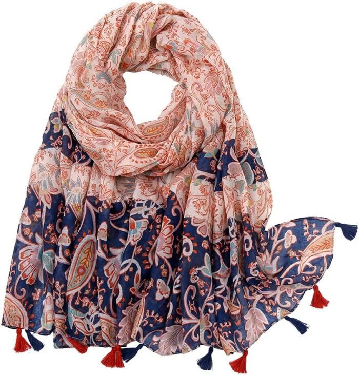 Boho Floral Lightweight Fringed Scarf - Image 14