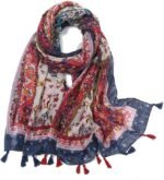 Boho Floral Lightweight Fringed Scarf - Image 32