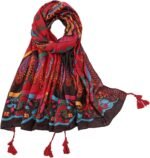 Boho Floral Lightweight Fringed Scarf - Image 24