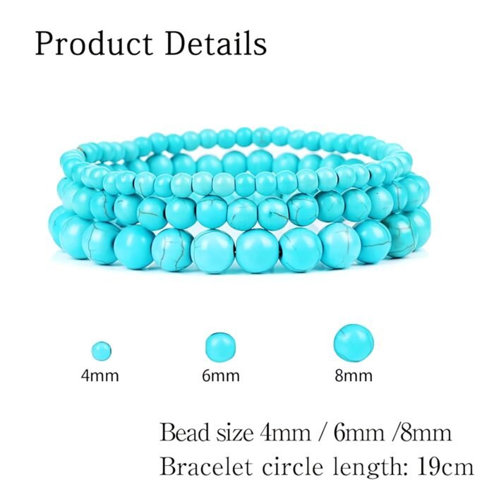 Turquoise Healing Crystal Stretch Bracelet Set 3-Piece - Image 3