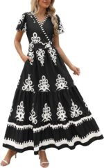 Floral Boho V-Neck Maxi Dress with Pockets - Image 10