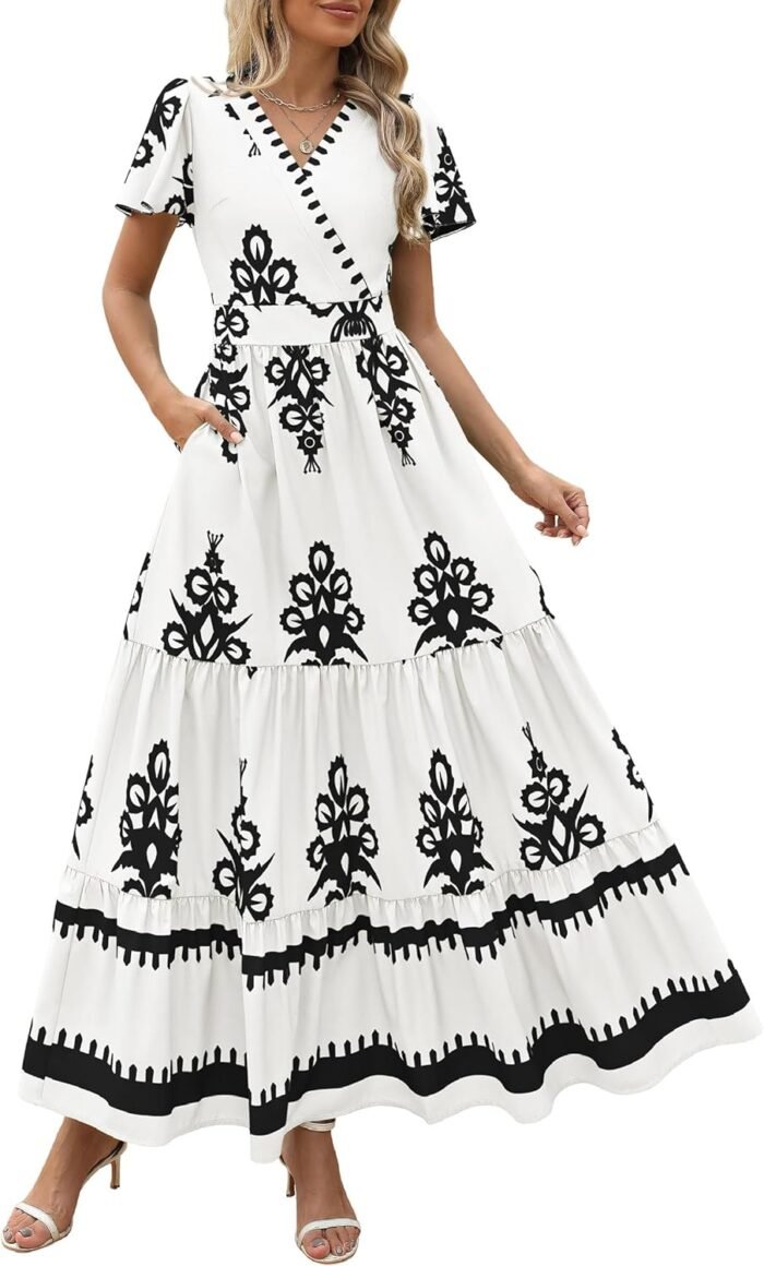 Floral Boho V-Neck Maxi Dress with Pockets - Image 22