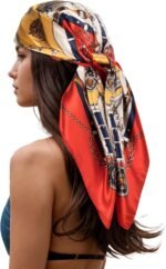 Silk-Feel Printed Head Scarf – 35" Square Bandana - Image 37