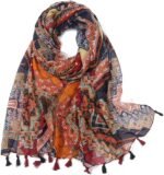 Boho Floral Lightweight Fringed Scarf - Image 28