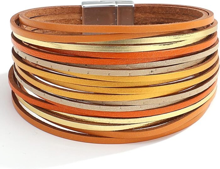 Boho Leopard Crystal Leather Wrap Bracelet – Multi-Layer Cuff - Image 15