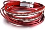 Boho Leopard Crystal Leather Wrap Bracelet – Multi-Layer Cuff - Image 9