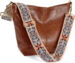 Boho Vegan Leather Shoulder Bag - Guitar-Strap Crossbody - Image 14
