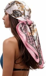 Silk-Feel Printed Head Scarf – 35" Square Bandana - Image 26
