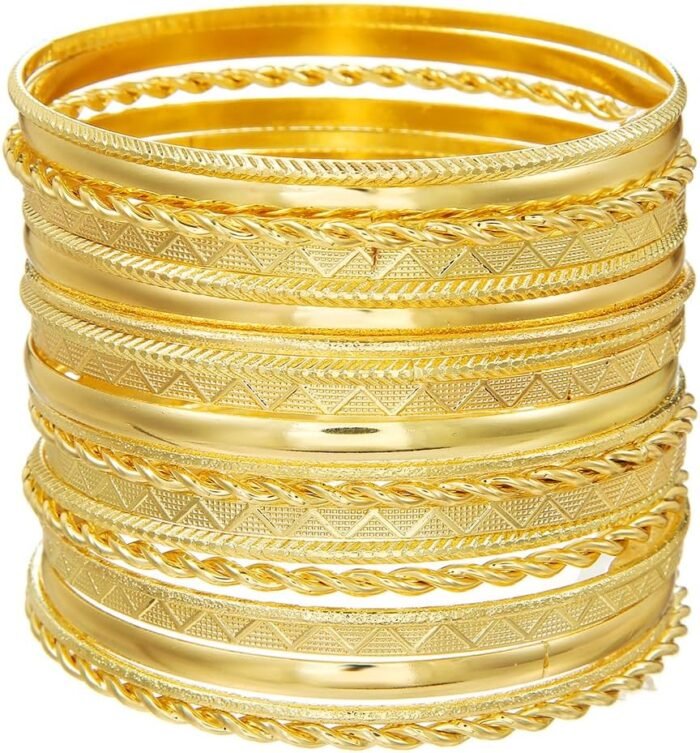 16Pcs Gold Bangle Bracelets for Women - Multi Layer Stackable Textured Bracelets Boho Jewelrys Set - Image 39