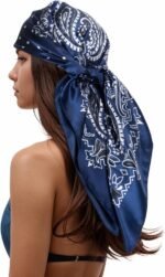 Silk-Feel Printed Head Scarf – 35" Square Bandana - Image 35