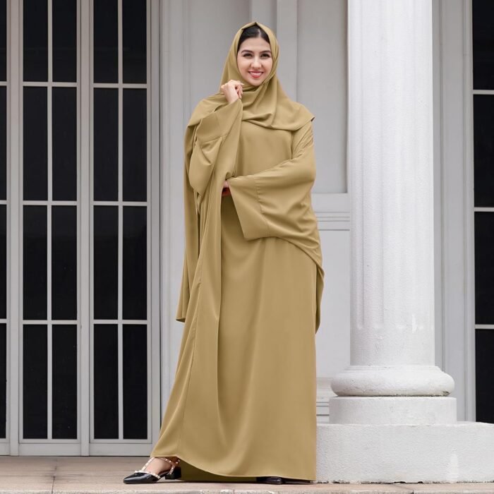 Modest Muslim Abaya Set with Khimar Hijab - Image 7