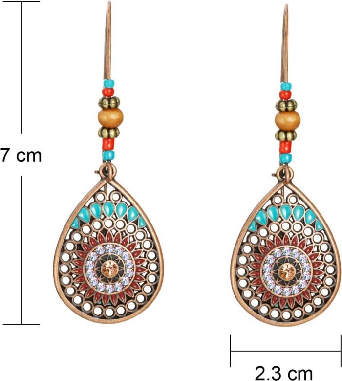 Vintage Boho Star Rhinestone Dangle Earrings for Women 4-Pair - Image 6