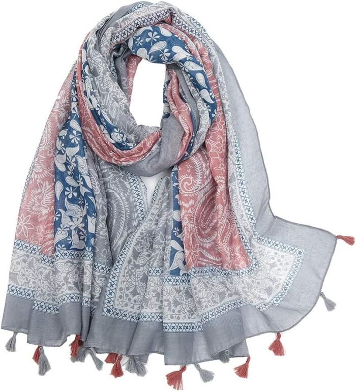Boho Floral Lightweight Fringed Scarf - Image 16