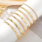 Gold Bangle Bracelets For Women, 14k Gold Plated Multi Layer Stackable Cuff Bracelet Set - Image 6