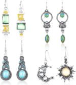 Vintage Boho Star Rhinestone Dangle Earrings for Women 4-Pair - Image 9