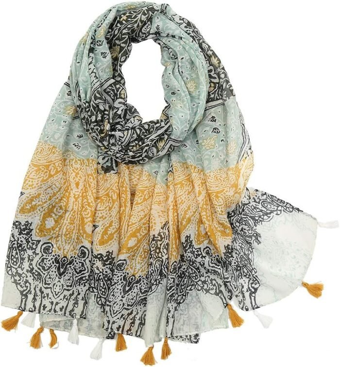 Boho Floral Lightweight Fringed Scarf - Image 23