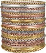 16Pcs Gold Bangle Bracelets for Women - Multi Layer Stackable Textured Bracelets Boho Jewelrys Set - Image 14