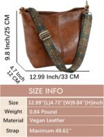 Boho Vegan Leather Shoulder Bag - Guitar-Strap Crossbody - Image 6