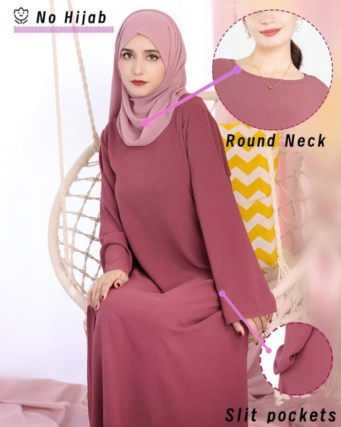 Modest Muslim Abaya Dress – Solid Long Sleeve - Image 2