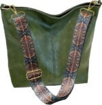 Boho Vegan Leather Shoulder Bag - Guitar-Strap Crossbody - Image 3
