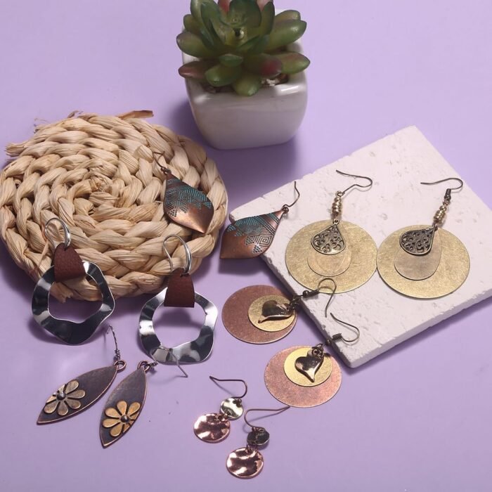 Boho Vintage Dangle Earrings Set – Sunflower & Geo 10-Pairs - Image 5