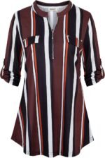 Chiffon Zip V-Neck Tunic – 3/4 Sleeve - Image 9