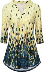 Boho Floral 3/4 Sleeve Notch V-Neck Top - Image 7