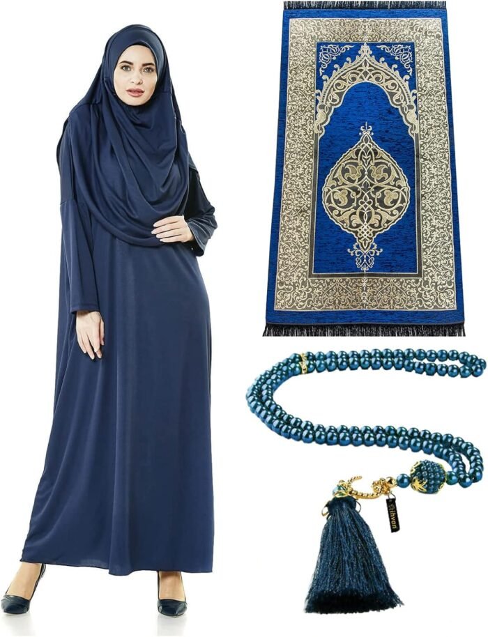 Islamic Gift Set: One-Piece Prayer Dress, Rug & Beads - Image 11