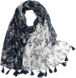 Boho Floral Lightweight Fringed Scarf - Image 35