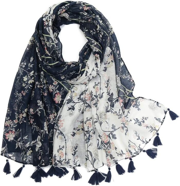Boho Floral Lightweight Fringed Scarf - Image 35