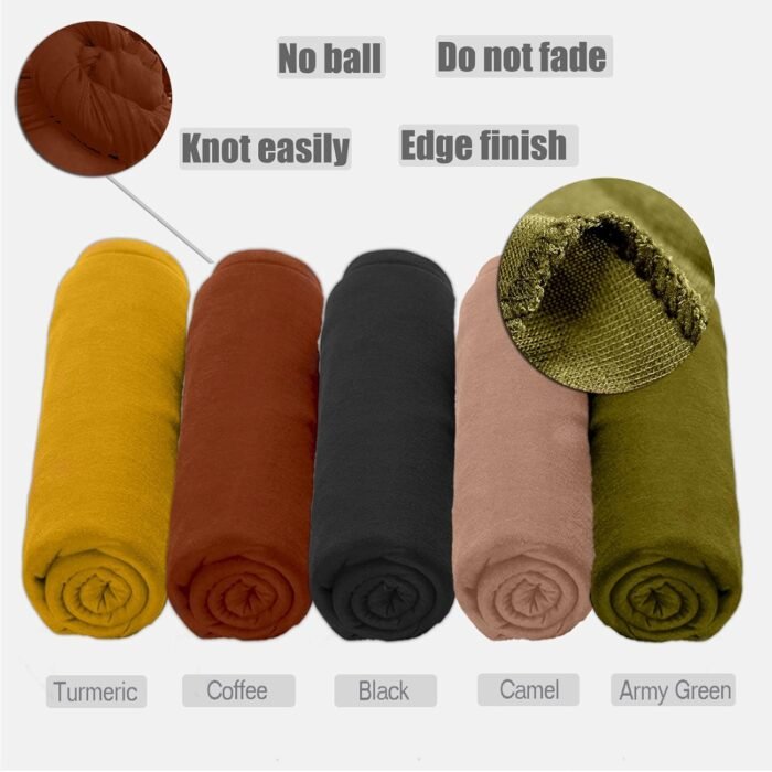 Stretch Jersey Hijab 5-Pack – Extra-Long, Soft - Image 5
