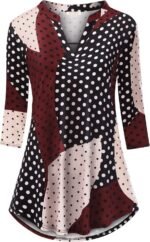 Boho Floral 3/4 Sleeve Notch V-Neck Top - Image 13