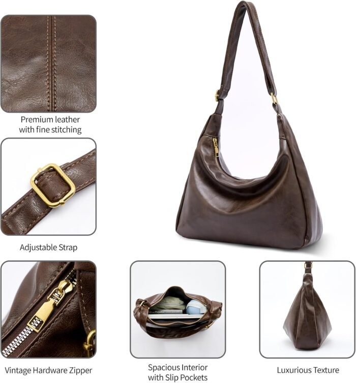 Boho Vegan Leather Slouchy Tote – Ultra-Soft & Foldable - Image 5