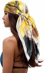 Silk-Feel Printed Head Scarf – 35" Square Bandana - Image 41