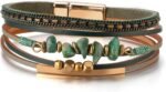 Boho Leopard Crystal Leather Wrap Bracelet – Multi-Layer Cuff - Image 49