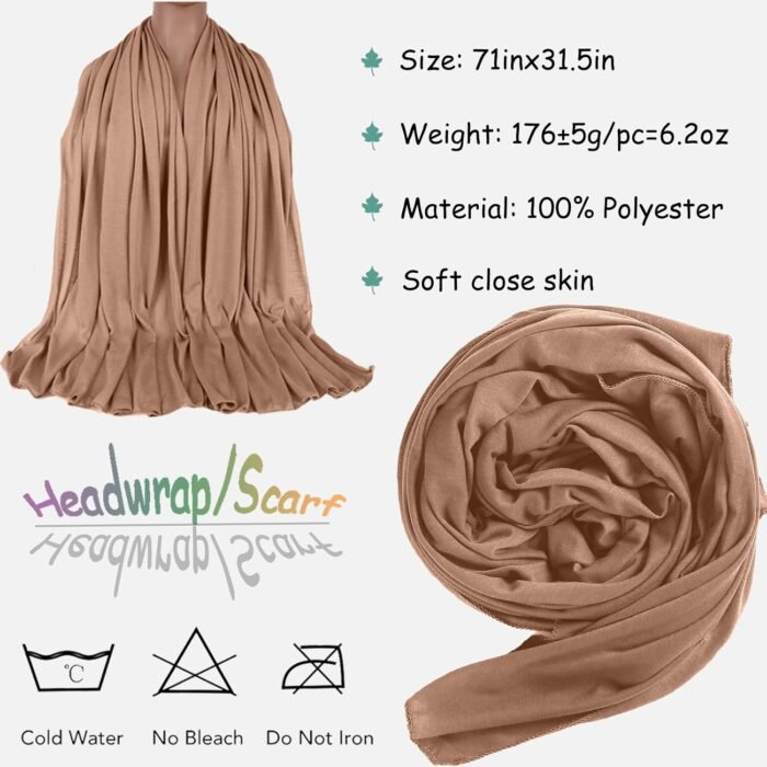 Stretch Jersey Hijab 5-Pack – Extra-Long, Soft - Image 2