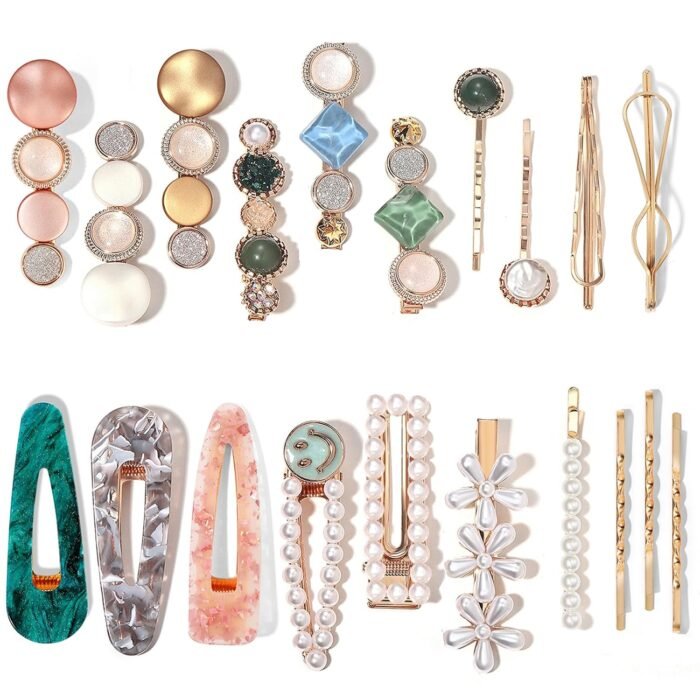 Macaron Pearl Hair Clip Set – Boho Bobby Pins 20-Pieces - Image 12