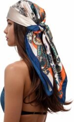 Silk-Feel Printed Head Scarf – 35" Square Bandana - Image 27