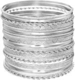 16Pcs Gold Bangle Bracelets for Women - Multi Layer Stackable Textured Bracelets Boho Jewelrys Set - Image 47