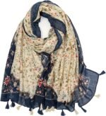 Boho Floral Lightweight Fringed Scarf - Image 34