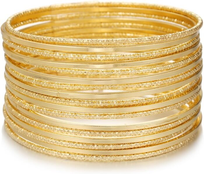 16Pcs Gold Bangle Bracelets for Women - Multi Layer Stackable Textured Bracelets Boho Jewelrys Set - Image 25