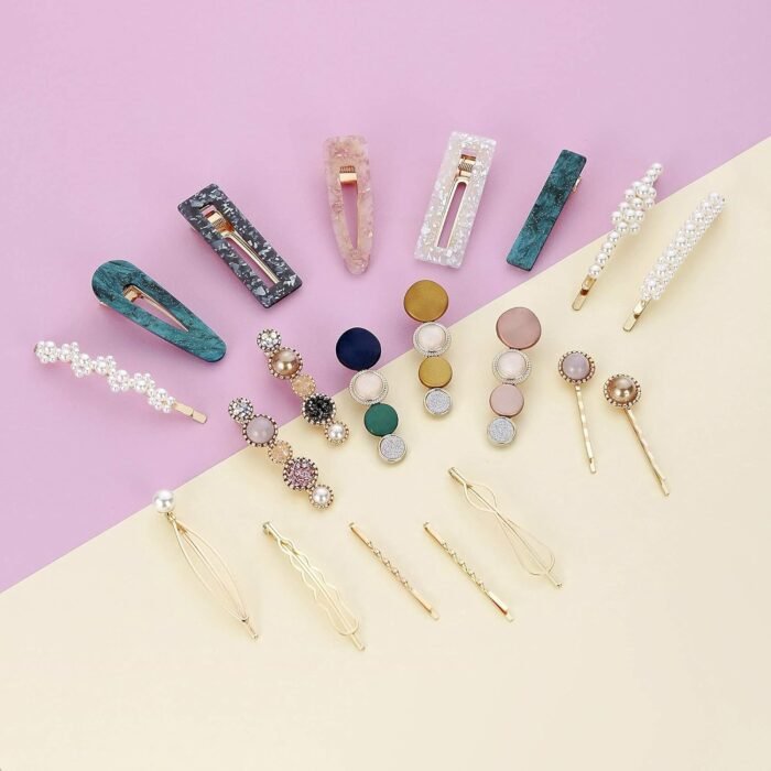 Macaron Pearl Hair Clip Set – Boho Bobby Pins 20-Pieces - Image 8