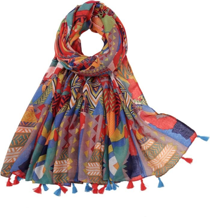 Boho Floral Lightweight Fringed Scarf - Image 31