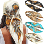 35" Satin Square Scarf Set (4-Pack) – Silk-Like Head & Neck Wraps - Image 2