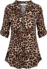 Chiffon Zip V-Neck Tunic – 3/4 Sleeve - Image 11