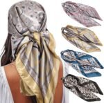 35" Satin Square Scarf Set (4-Pack) – Silk-Like Head & Neck Wraps - Image 20