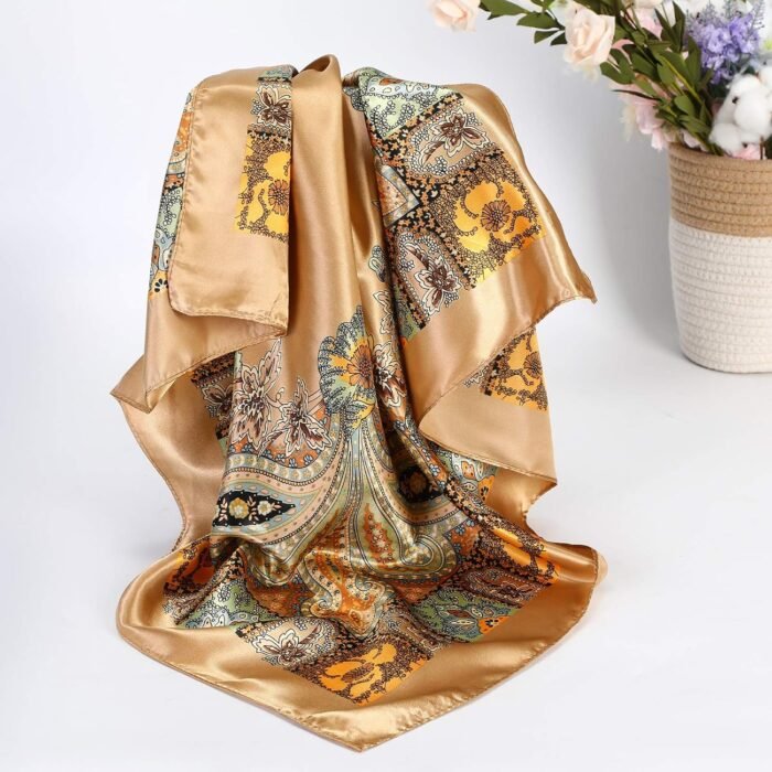 35" Satin Square Scarf Set (4-Pack) – Silk-Like Head & Neck Wraps - Image 7