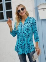 Chiffon Zip V-Neck Tunic – 3/4 Sleeve - Image 6