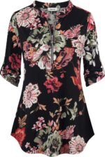 Chiffon Zip V-Neck Tunic – 3/4 Sleeve - Image 7